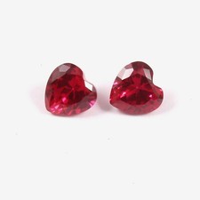 AAA Natural Pigeon Blood Mozambique Ruby Heart Loose Gemstone Cut Pair 6x6 - MM