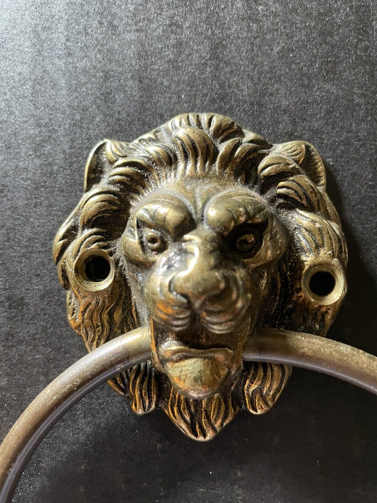 Vintage brass majestic LION HEAD by Peerage Door Knocker England