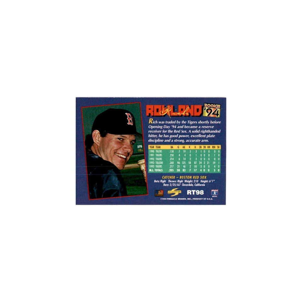 Rich Rowland Rookie 1994 Score Rookie & Traded #RT98 Boston Red Sox NM - Image 2 of 3
