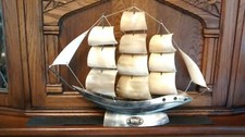 VINTAGE HAND MADE CLIPPER GALLEON SAILING SHIP IN BOVINE HORN