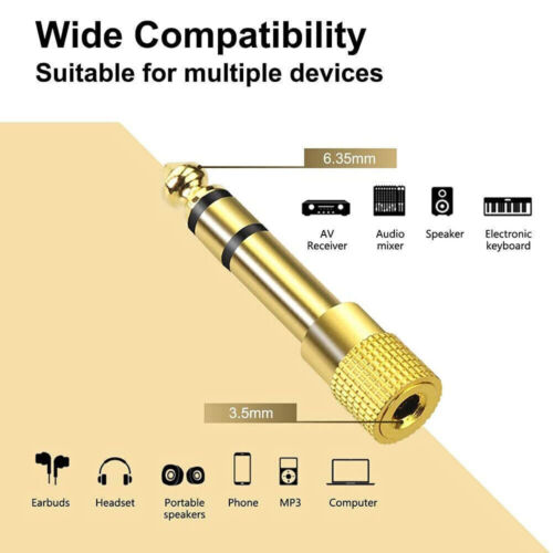 10 PCS TRS Stereo Audio Headphone Adapter 6.35mm 1/4" Male to 3.5mm 1/8" Female - Picture 5 of 12