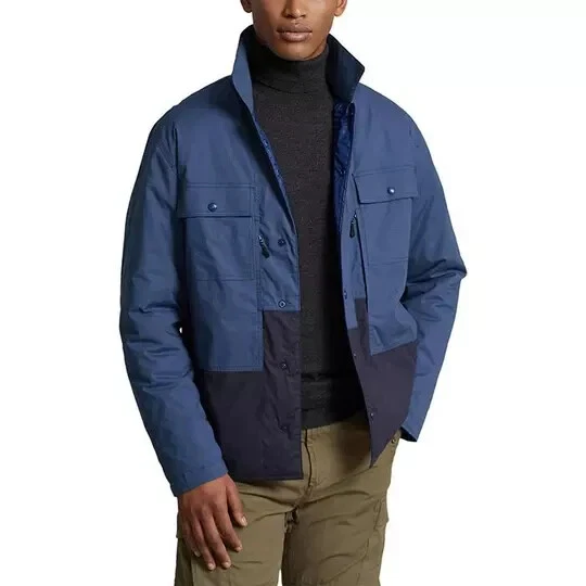 Ralph Lauren RLX Mens Jacket Blue Large Reversible Stretch Ripstop Overshirt