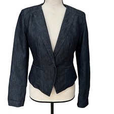 HALOGEN Jacket/blazer Cotton Blend blue/black charcoal color size XS