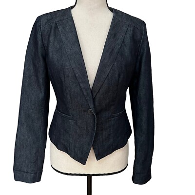 HALOGEN Jacket/blazer Cotton Blend blue/black charcoal color size XS