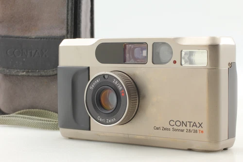 All Works [Exc+5 in Case] Contax T2 Titan Silver 35mm Film Camera From JAPAN