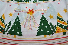 RARE Vintage Chistmas BUON NATALE Tablecloth 62" x 93" Oval Unused