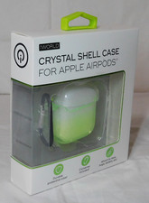 iWorld Crystal Hard Shell Case For Apple AirPods Transparent Green With Clip
