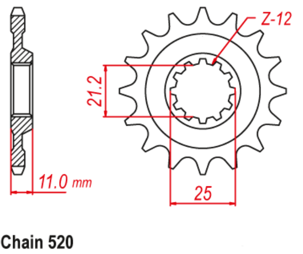 LOPOR 520-12T Motorcycle Front Sprocket For 250 TC 06-08 510TC