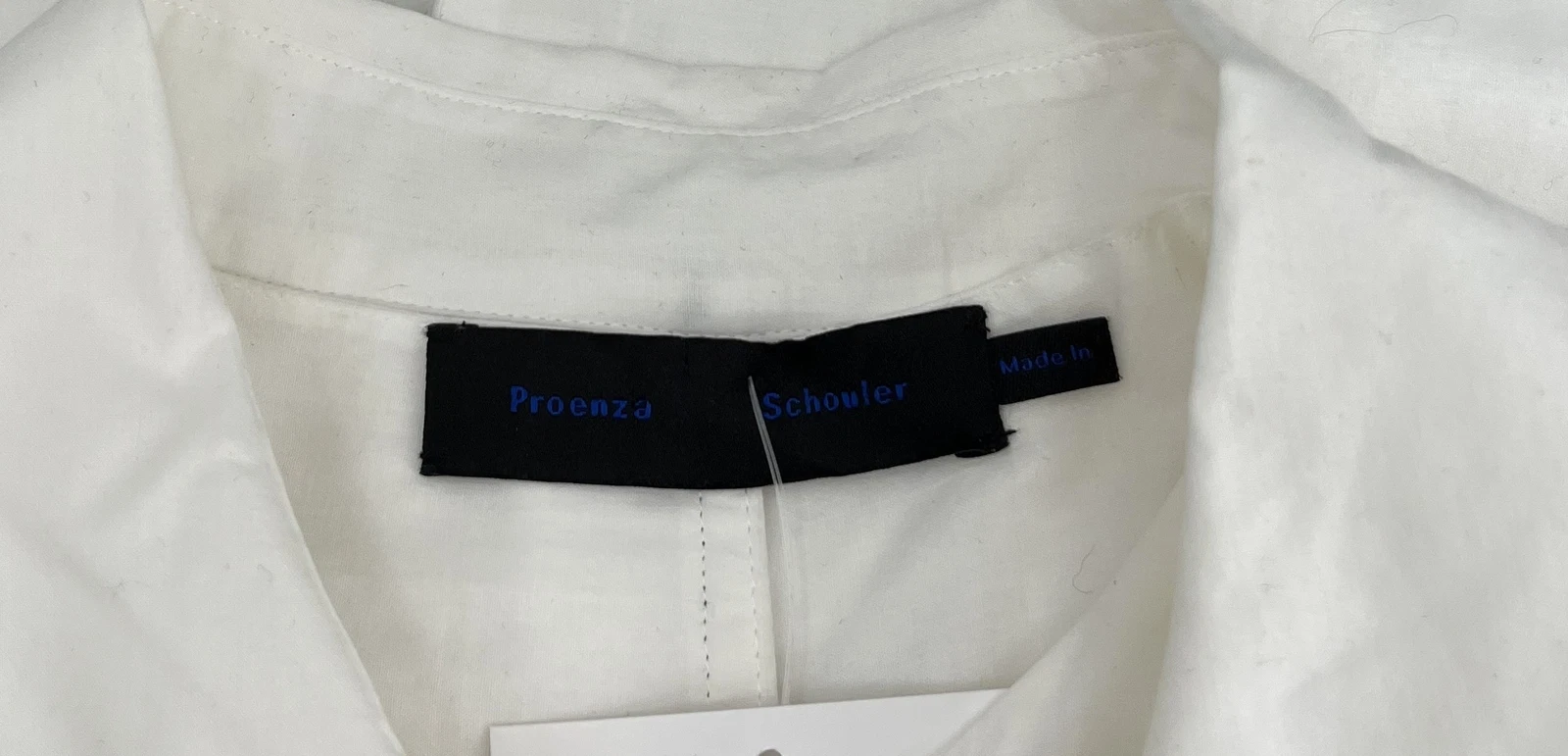 OFF WHITE Abito camicia con colletto Proenza Schouler bianco sporco con bottoni con cuciture nere taglia 6