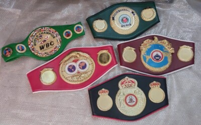 WBC, iBF, iBO, WBO, WBA Set of 5 Boxing championship title belts adult size 3D