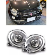 FARI ANTERIORI CROMO PER FIAT 500 07-15 FANALI XENON LOOK HEADLIGHTS