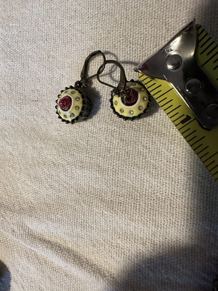 Pendientes Cupcake Peltre Blanco Rojo Foto 2 de 2