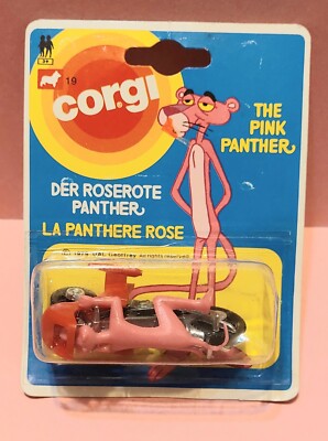 Corgi Juniors Pink Panther Diecast on Motorcycle mint on nice card