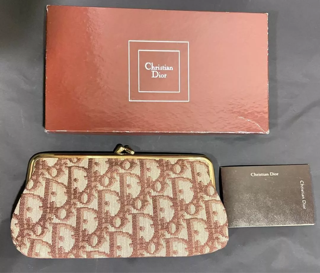 Authentique pochette fermoir trotteur Christian Dior vintage marron deadstock pas utilisée