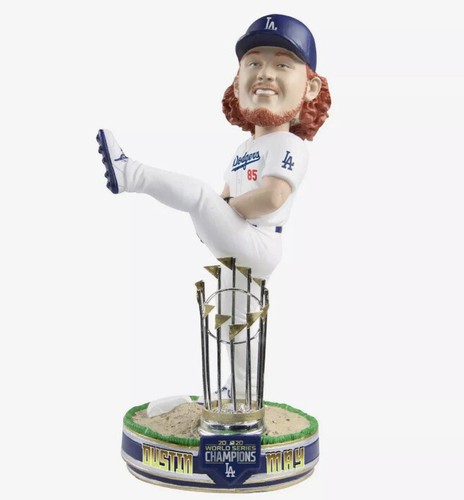 Dustin May Dodgers 2020 serie mundial Champs Moment Bobblehead Foco 366/400 ¡Hecho! - Imagen 8 de 12