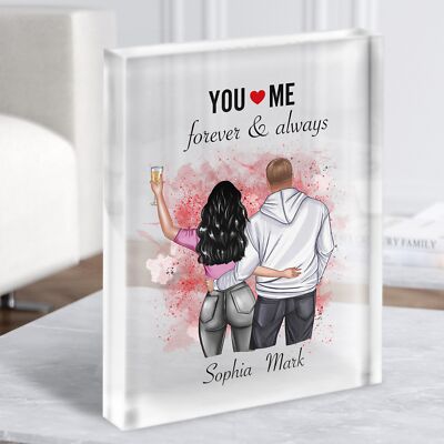 You & Me Herz Geschenk für Sie oder Ihn personalisiert Paar klar Acrylblock