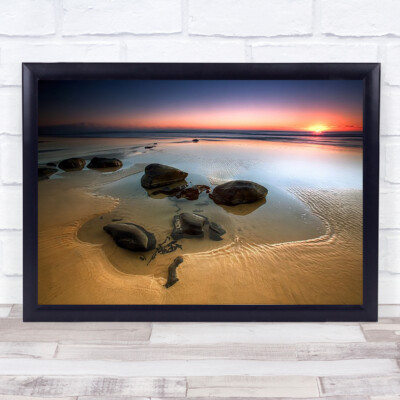 Coffee Rocks Sand Sunrise Beach Sun Sunset Horizon Travel Wall Art Print