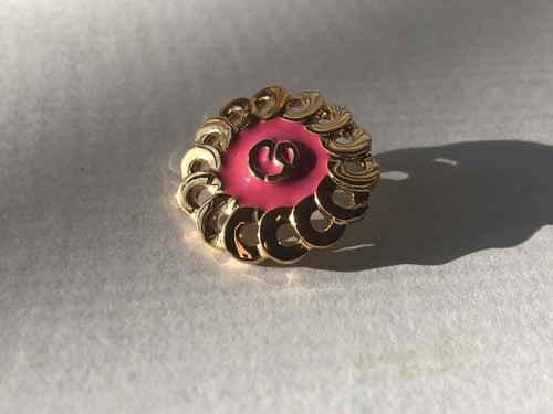 St.Johns Button Replacement 24KGold/Rhodium Chain Link Coral Enamel Logo VntgNew