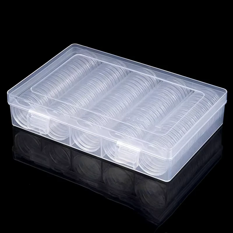100 pièces Capsules pour pièces de monnaie 27mm pour 2 euro Stockage avec boîte - Photo 2/4