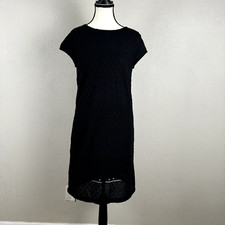 Halogen Dress Womens X Small Black Eyelet Pencil Casual Whimsigoth Bohemian Boho