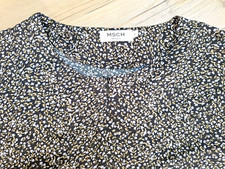 MSCH ❤️ Kleid A-Linie Blümchen schwarz bleu khaki Kurzarm 40 L 105 cm 👉 wie NEU