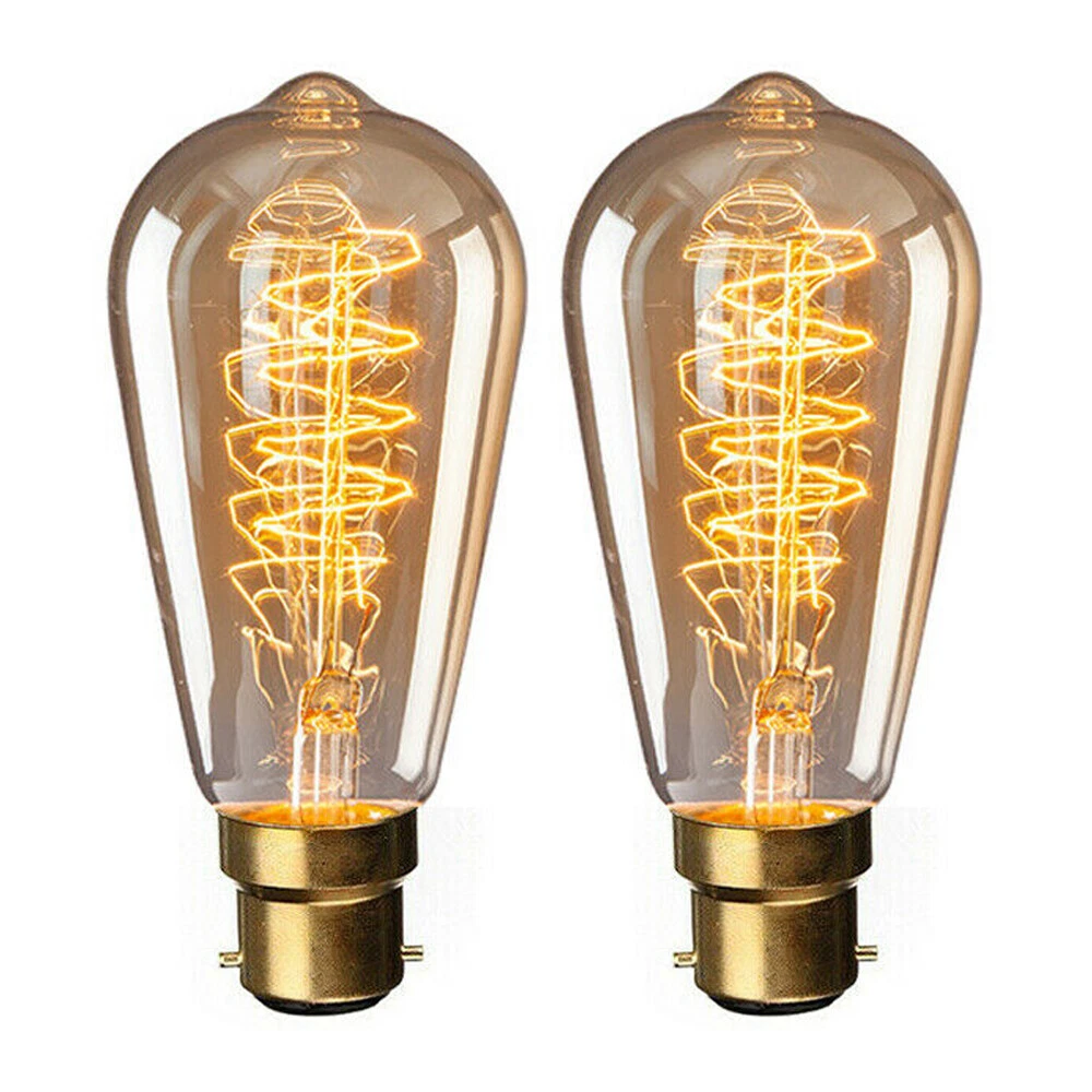 2x B22 BC 40W ST64 Antique Edison Bulbs Filament Ambience Light