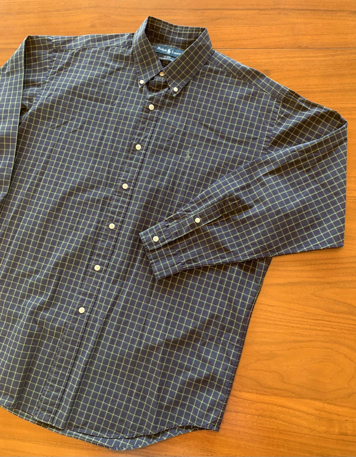 PONY Polo Ralph Lauren Blake camicia uomo grande a quadri 100% cotone due strati manica lunga