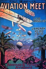 Los Angeles 1910 First Aviation Airplanes Meeting California Poster Repro FREESH