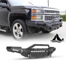 Front Bumper for 2014 2015 Chevy Silverado 1500 w/LED Lights+D-Rings+Sensor Hole