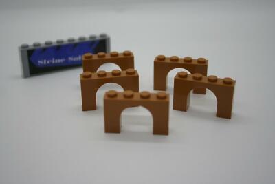 Lego (c) 5x Bogenstein 1x4x2 - medium nougat - 6182 - brick arch -