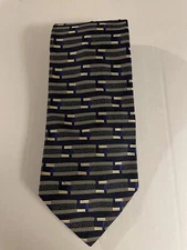 Robert Talbott Best Of Class Mark Shale 100% Silk Made In USA Black W/ Gold Blue