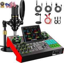 Podcast Microphone Bundle with Live Sound Card Audio Mixer Podcast Equipment