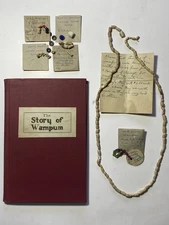 Rare Antique Native American Indian Wampum Trade Beads Necklace & Book w/ Photos