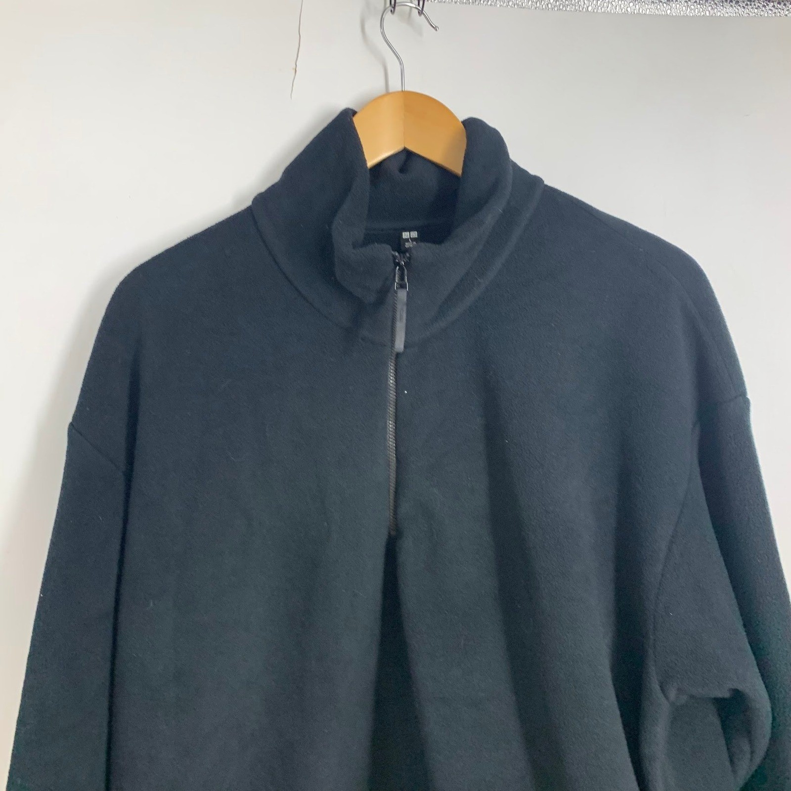 Uniqlo Mens Large Black Fleece Quarter Zip Pullover Sweater 241-449751 Recycled thumbnail 2