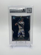 Jacob Wilson Signed 2023 Bowman Chrome Draft #BDC-121 Beckett 10 AUTO Athletics