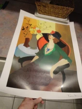 Tarkay Signed "Happy Recollection" Serigraph on colored Archival Paper W/COA