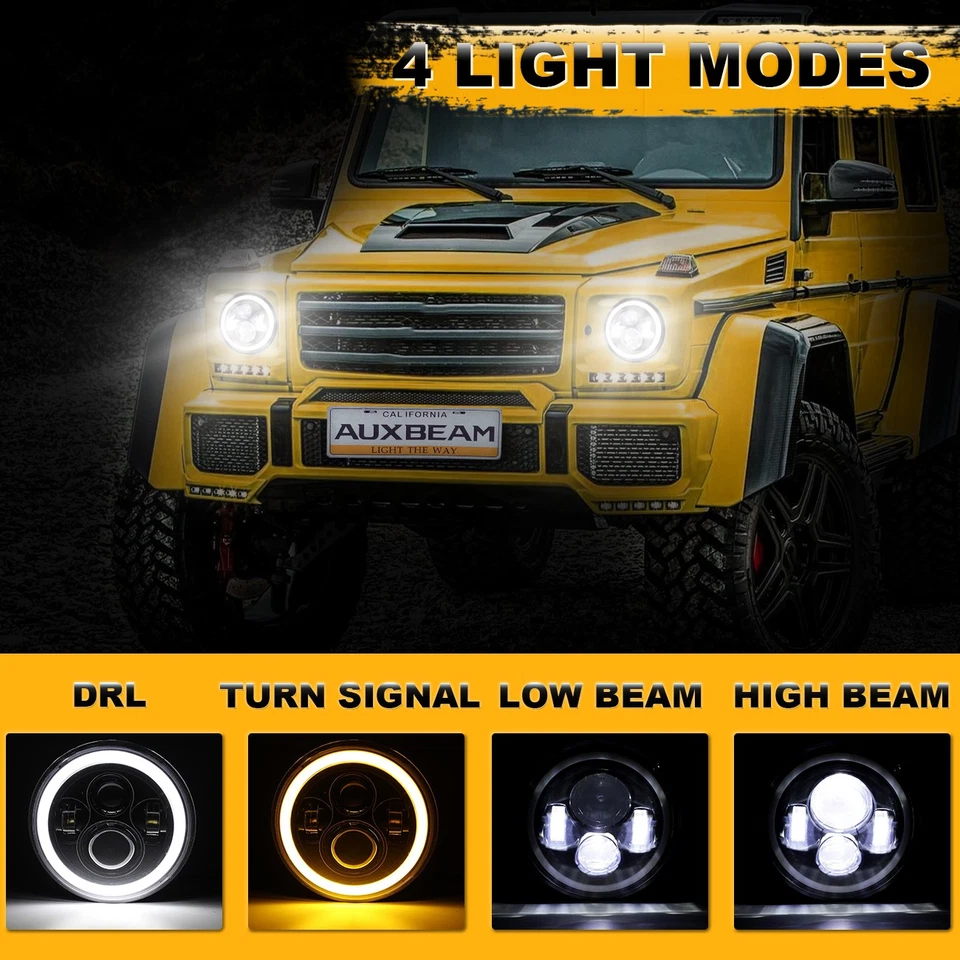 Faros LED de 7" y luces traseras de luz giratoria lateral para Jeep Wrangler TJ 97-06 Foto 4 de 4