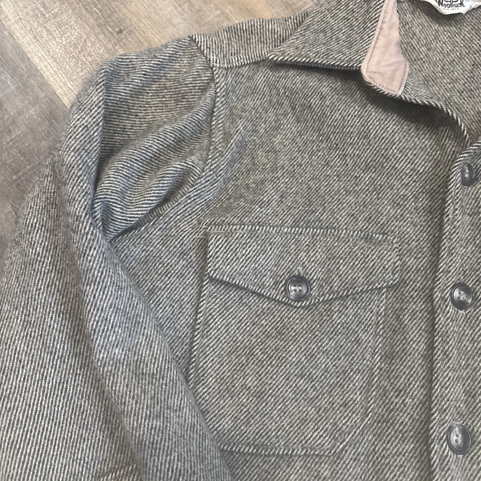 Vintage WOOLRICH Mens Shirt Wool Flannel Gray-Brown 15 XL 60s 70s Pockets READ - Image 2 of 4