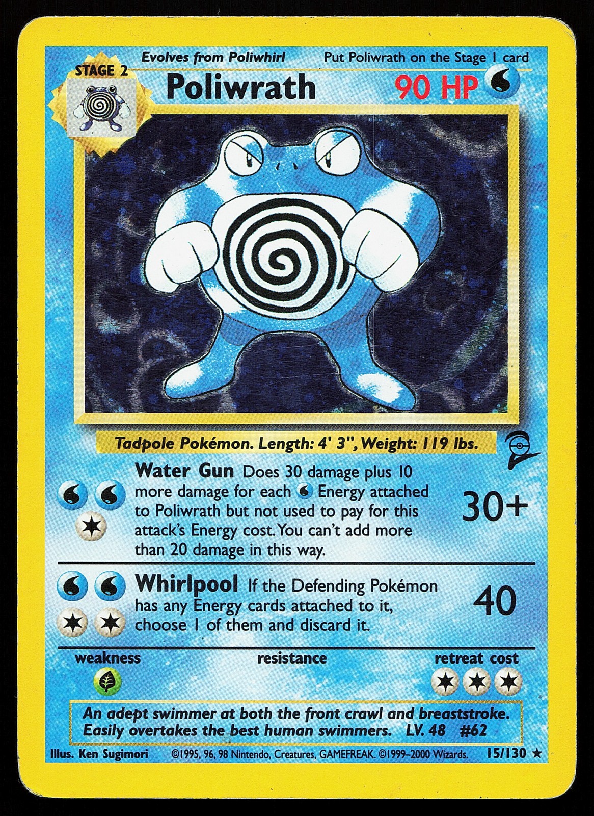 Poliwrath 15/130 Holo Rare Base Set 2 Pokémon Card