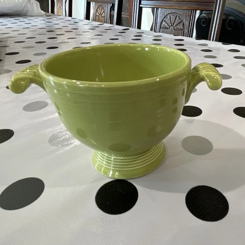 This is a Vintage Fiestaware Avocado Green Pedestal Sugar Bowl (no lid)
