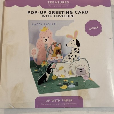 Up With Paper Pop Up Treasures Greeting Card Easter Puppies Dog New Sealed