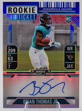 Brian Thomas Jr /75 2024 Contenders Optic Rookie RC On Card Auto Blue Prizm SP
