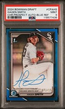 2024 BOWMAN DRAFT CHROME PRSPCT AUTOS BLUE REFRACTOR HAGEN SMITH 72/150 PSA 9