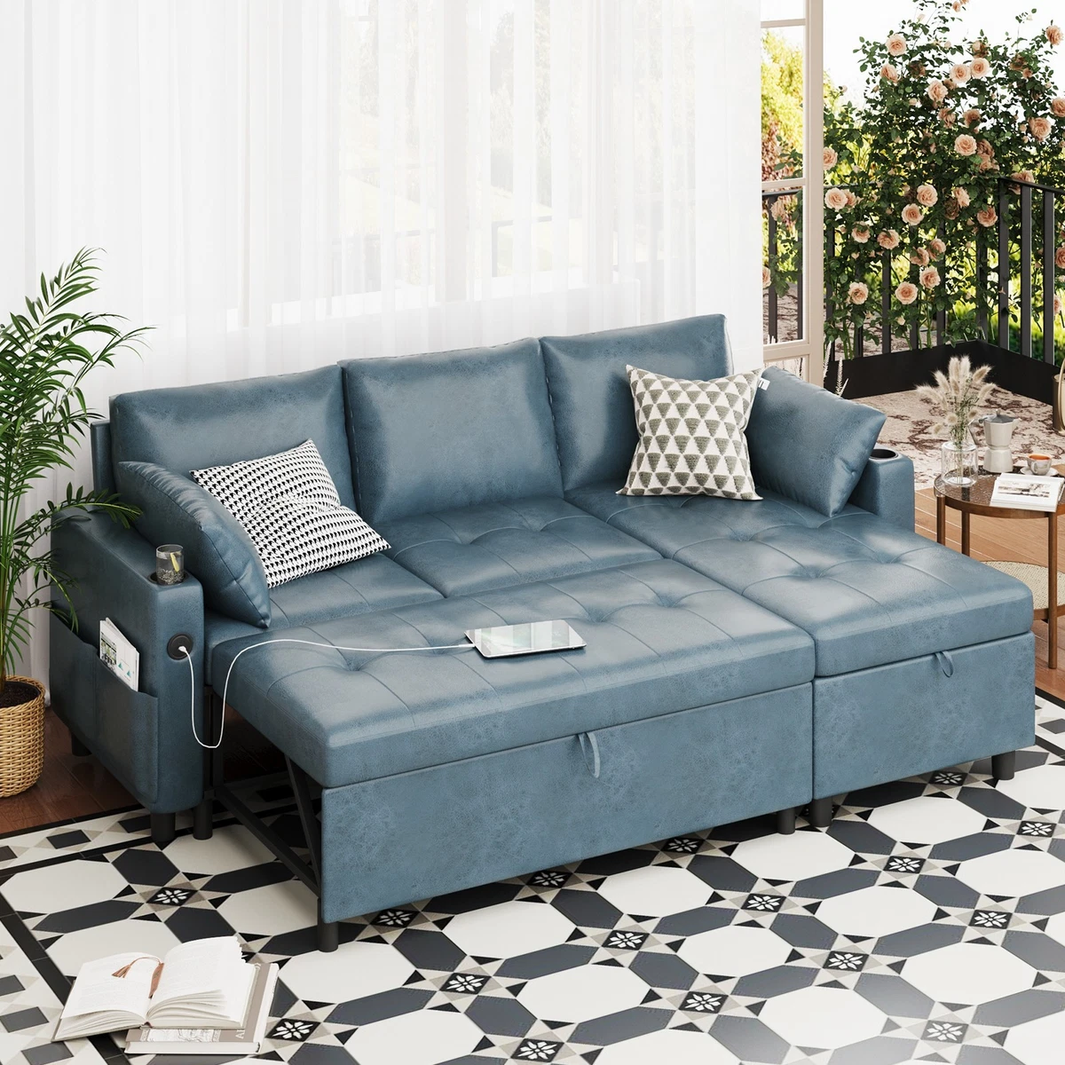 JVIBI Sofá Cama De Metal De Tamaño Individual Con Nido Ajustable, Nido