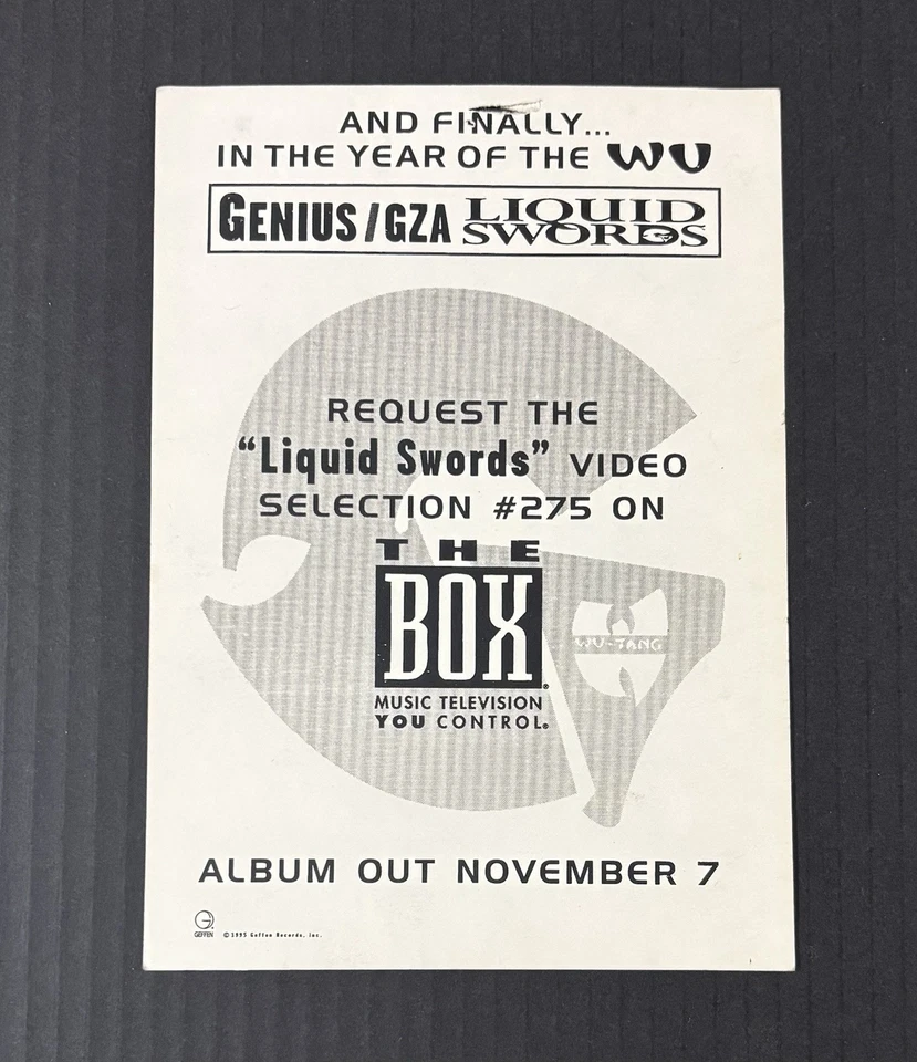 Espada líquida Genius/Gza 1995 volante promocional oficial Wu-Tang Clan Foto 2 de 4