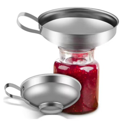 2 Größen Edelstahl Große Öffnung Einmach Trichter Set - Flüssigkeit & Salat Dressing H