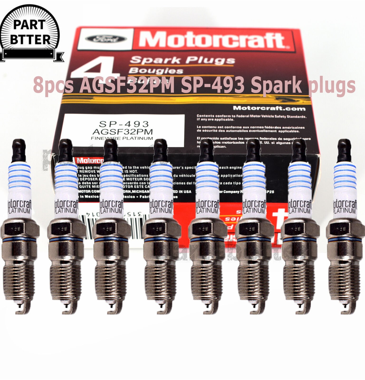 8Pcs Genuine OEM SP-493 Platinum SPARK PLUGS AGSF32PM For Ford 4.6L 5.4L V8