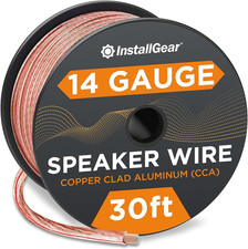Installgear 14 Gauge Wire AWG Speaker Wire 30Ft - Clear Speaker Cable for C