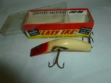  Vintage 3 Inch Wood Lazy Ike KL-35 YS Fishing Lure with Box   Lot N-321