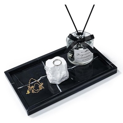 Amauto Natural Marble Vanity Tray Genuine Stone Storage Perfumes Tray Real Lu...